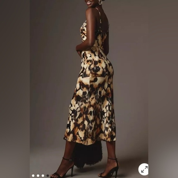 ANTHROPOLOGIE Conditions Apply  High Neck Floral Midi Slip Dress Size Large - Picture 5 of 13